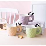 ForWhat Panda Motifli Seramik Kupa Bardak - - - Renkli