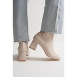 ForYou4 Siyah Streç Kadın Bot Topuklu 7 cm - Bej