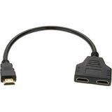 Forzacase 2 Port 4K HDMI 1x2 Switch Ekran Monitör Splitter Çoğaltıcı Çoklayıcı Kablo 30CM - FC1184 - Siyah