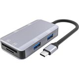 Forzacase 6in1 USB 3.1 Type-C 4 Port USB Çoklayıcı Otg Sd Kart Okuyucu Mac iPhone 15 16 Uyumlu FC833 - Gri