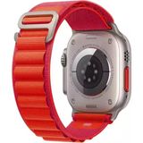 Forzacase Apple Watch Ultra 3 49MM ile Uyumlu Uyumlu Kancalı Kumaş Kordon Kayış - FC269 - Kırmızı