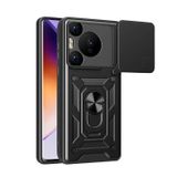 Forzacase Huawei Pura 70 Pro ile uyumlu Ares Serisi Yüzük Standlı Kamera Korumalı Sürgülü Sert Kılıf