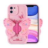Forzacase iPhone 11 ile uyumlu Butterfly Serisi 3D Kelebek Figür Tasarımlı Silikon Kılıf (Açık Pembe)