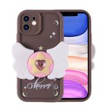 Forzacase iPhone 12 ile uyumlu Butterfly Serisi 3D Kelebek Figür Tasarımlı Silikon Kılıf (Kahverengi)