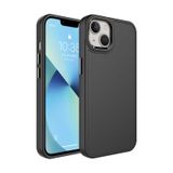 Forzacase iPhone 12 uyumlu Rock Serisi Metal Buton ve Kamera Çerçeveli Sert Silikon Kılıf (Siyah)