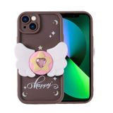 Forzacase iPhone 13 ile uyumlu Butterfly Serisi 3D Kelebek Figür Tasarımlı Silikon Kılıf (Kahverengi)