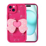 Forzacase iPhone 15 ile uyumlu Butterfly Serisi 3D Kelebek Figür Tasarımlı Silikon Kılıf (Koyu Pembe)