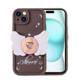 Forzacase iPhone 15 Plus ile uyumlu Butterfly Serisi 3D Kelebek Figür Tasarımlı Silikon Kılıf (Kahverengi)