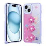 Forzacase iPhone 15 Plus ile uyumlu Cute Serisi Parlayan Simli Kabartma Figürlü Kılıf (Çiçekli)