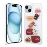 Forzacase iPhone 15 Plus ile uyumlu Cute Serisi Parlayan Simli Kabartma Figürlü Kılıf (Kahve)