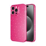 Forzacase iPhone 15 Pro Max uyumlu Glare Serisi Kamera Korumalı Simli Silikon Kılıf (Pembe)
