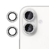 Forzacase iPhone 17 ile uyumlu Elmas Taşlı Kamera Camı Lens Koruyucu Halka Seti - FC1126 (Gümüş)