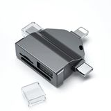 Forzacase Lightning Type-C Micro USB to USB Flash Bellek ve SD/TF Kart Okuyucu Adaptör - FC459 (Siyah)