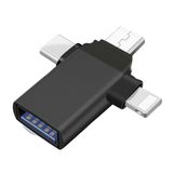 Forzacase Micro USB Type-C Lightning to 4in1 OTG USB Çevirci Kamera Flash Bellek Adaptör - FC930