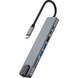 Forzacase Notebook Macbook Type-C Görüntü Aktarıcı 8in1 Ethernet Sd USB HDMI Çevirici Hub Hdtv FC386 - Gri