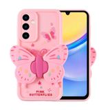 Forzacase Samsung Galaxy A05s ile uyumlu Butterfly Serisi 3D Kelebek Figür Tasarımlı Silikon Kılıf (Açık Pembe)