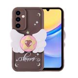 Forzacase Samsung Galaxy A15 ile uyumlu Butterfly Serisi 3D Kelebek Figür Tasarımlı Silikon Kılıf (Kahverengi)