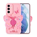 Forzacase Samsung Galaxy A35 ile uyumlu Butterfly Serisi 3D Kelebek Figür Tasarımlı Silikon Kılıf (Açık Pembe)