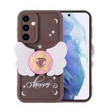 Forzacase Samsung Galaxy A35 ile uyumlu Butterfly Serisi 3D Kelebek Figür Tasarımlı Silikon Kılıf (Kahverengi)