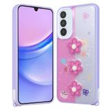 Forzacase Samsung Galaxy A35 ile uyumlu Cute Serisi Parlayan Simli Kabartma Figürlü Kılıf (Çiçekli)