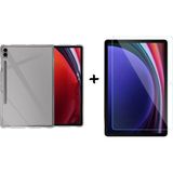 Forzacase Samsung Galaxy Tab S8 Plus 12.4’’ Için Silikon Kılıf + Temperli Cam Ekran Koruyucu - FC013 - Şeffaf