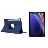 Forzacase Samsung Galaxy Tab S9 FE Plus ile uyumlu 360 Derece Döner Standlı Kılıf + Temperli Kırılmaz Cam FC012 (Lacivert)