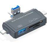 Forzacase Type-C, Lightning, Micro USB Uyumlu USB 3.0 Otg Sd Kart Okuyucu Çevirici Adaptör - FC1159 - Gri