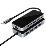 Forzacase Type-C To HDMI 5*USB 3.0 RJ45 Usb-C 60W Tf ve Sd Dönüştürücü 10in1 Hub - FC1153