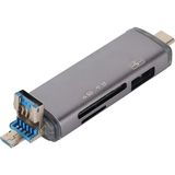 Forzacase USB 3.0 Type C Micro USB Kart Okuyucu 3in1 USB Otg Sd/tf - FC441 - Gri