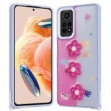 Forzacase Xiaomi Redmi Note 12 Pro 4G ile uyumlu Cute Serisi Parlayan Simli Kabartma Figürlü Kılıf (Çiçekli)