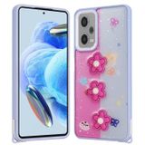 Forzacase Xiaomi Redmi Note 12 Pro 5G ile uyumlu Cute Serisi Parlayan Simli Kabartma Figürlü Kılıf (Çiçekli)