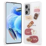 Forzacase Xiaomi Redmi Note 12 Pro 5G ile uyumlu Cute Serisi Parlayan Simli Kabartma Figürlü Kılıf (Kahve)