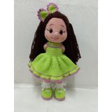 Fosfor Yeşili Fatoş Bebek Amigurumi Organik Oyuncak