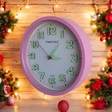 Fosforlu 3d Kabartma Rakam Kız Çocuk Odası Mini Duvar Saati 22 Cm Pembe