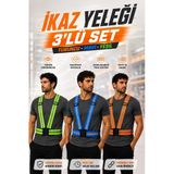 Fosforlu 3'Lü Set Reflektörlü İkaz Yeleği Ayarlanabilir Klipsli Pratik Motorcu Bisiklet Trafik Yelek