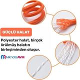 Fosforlu 6 mm Turuncu Halat - Mıknatıs Balıkçılığı Halatı - 25 Metre - Karabina Kancalı Set - Çok Renkli - Standart