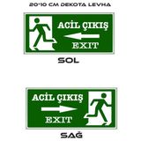Fosforlu Acil Çıkış Levhası 20X12 Cm Pvc İkaz Tabelası Kapı Duvar Yönlendirme Levhası