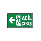 Fosforlu Acil Çıkış Levhası Fotolümenli Sol Yön Kolay Montaj İkaz Tabelası