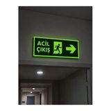 Fosforlu Acil Çıkış Sağ Yön Levhası 12X25 Cm Fosforlu Fotolümen Pvc İkaz Tabelası