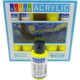 Fosforlu Akrilik Boya 40 ml Sarı, 10'lu Set, Parlak ve Canlı Renk Seçeneği - Ahşap - Seçenek 1