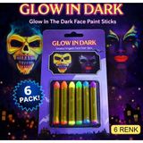 Fosforlu Glow Parti Boyası 6’lı – Karanlıkta Parlayan Yüz Boyası (5047)