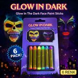 Fosforlu Glow Parti Boyası 6’Lı – Karanlıkta Parlayan Yüz Boyası Bx40