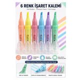 Fosforlu Kalem 6 Renk 1 Paket Fixpoint P-5175 Pastel Renkler 6 Renk İşaret Kalemi 6 Lı Fosforlu Kalem Okul Ofis Solmaz