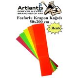 Fosforlu Krapon Kagidi 5 Renk 50X200 Cm 1 Paket Grapon Kagidi Karisik Renkli 5'Li Okul Sinif Kres