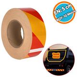 Fosforlu Reflektörlü Yapışkanlı Parlayan Sarı Kırmızı Reflektif Düz Şerit Bant 5 Cm 10 Mt İkaz Bandı