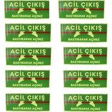 Fosforlu Yangın Kapısı Sticker 3' Lü Paket - 10 Adet