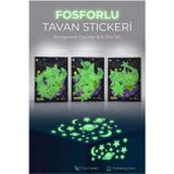 Fosforlu Yıldız Sticker Seti | Karanlıkta Parlayan Tavan Süsü 3’lü Paket - Gökyüzü Seti