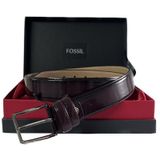 Fossil Bordo Rugan Suni Deri 3,5 Cm Erkek Kemeri 105