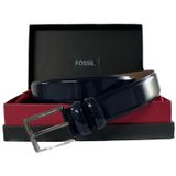 Fossil Hakiki Deri Lacivert Rugan 3,5 Cm Erkek Kemeri-120Cm