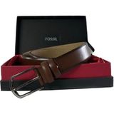 Fossil Kahve Düz Dikiş Hakiki Deri 3,5 cm Erkek Kemeri - 00 Kahverengi - 130 cm